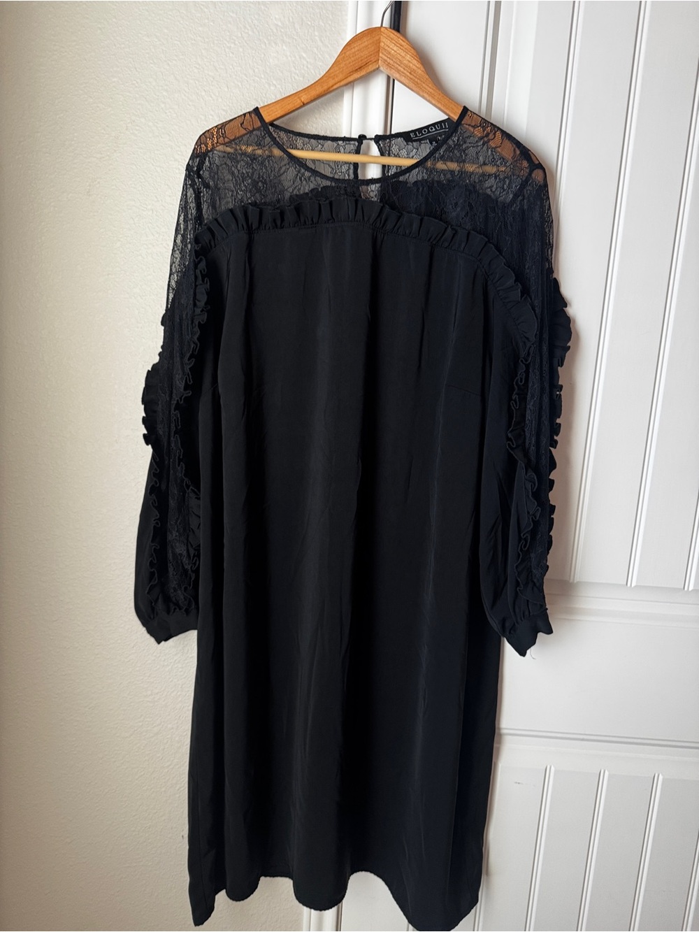Eloquii Black Lace dress size 20 yoke ruffle gothic dark romantic